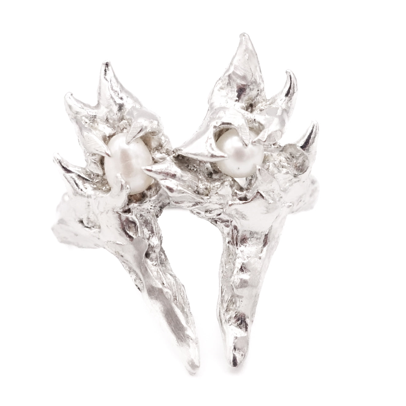 DOUBLE PEARL BUTTERFLY RING // SZ 7.5